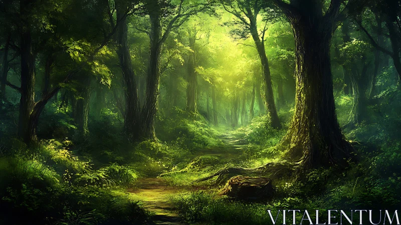 Verdant Cathedral: Light Spills Through Ancient Boughs.