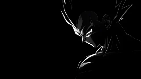 High-contrast anime warrior portrait uses stark rim lighting