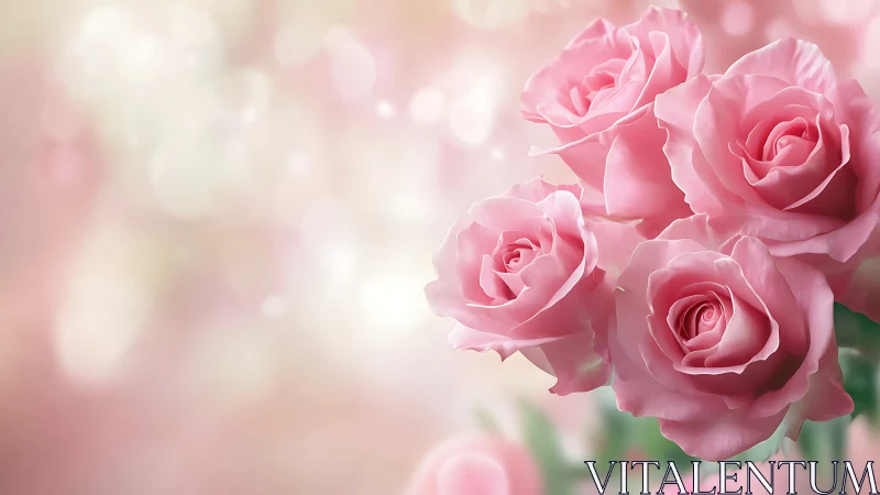 Delicate Pink Roses in Soft Sunlight.