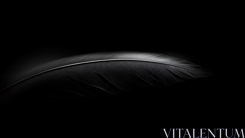 Quiet feather rests in soft light against deep darkness