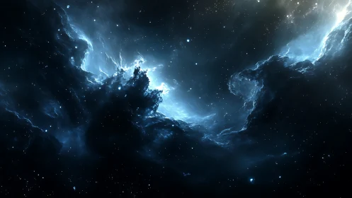 Stellar stormclouds carve a luminous path through deep space