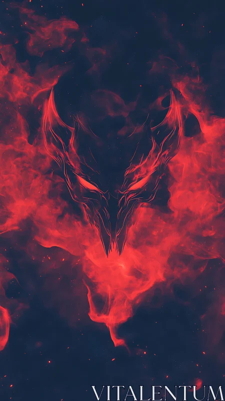 Infernal fox visage formed from swirling crimson smoke.