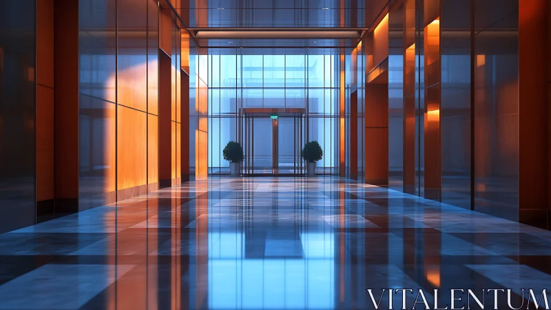 Modern Minimalist Entryway Glowing with Warm Elegance.