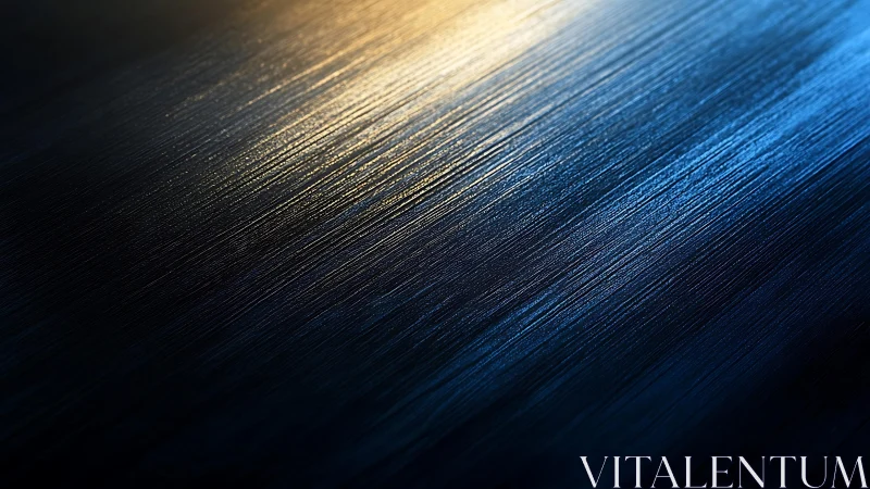 Metallic Surface Texture with Blue and Gold Lighting, Abstract Style.