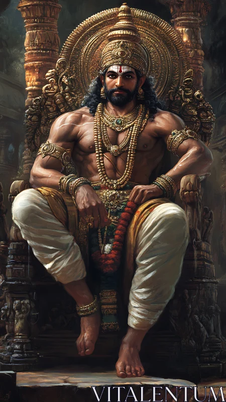 Lion-hearted warrior king on a sun-forged golden throne.