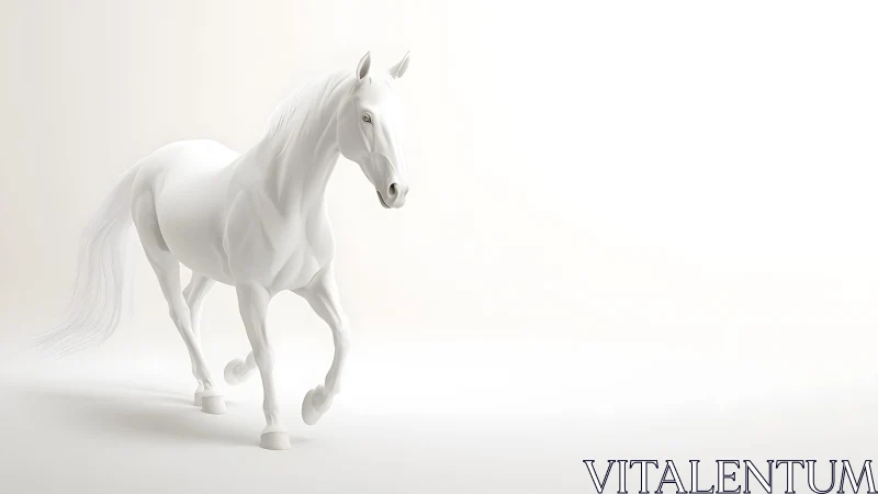 Elegant white horse in minimalist studio photography style.