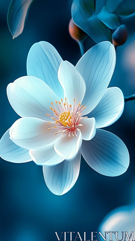 Luminous Bloom Unfolds: Delicate Petals Glowing Against Twilight.