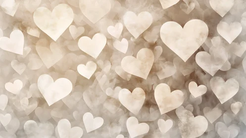 Soft Hearts Bokeh Background in Neutral Tones.