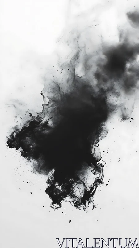 Dense black ink cloud spreading across white background.