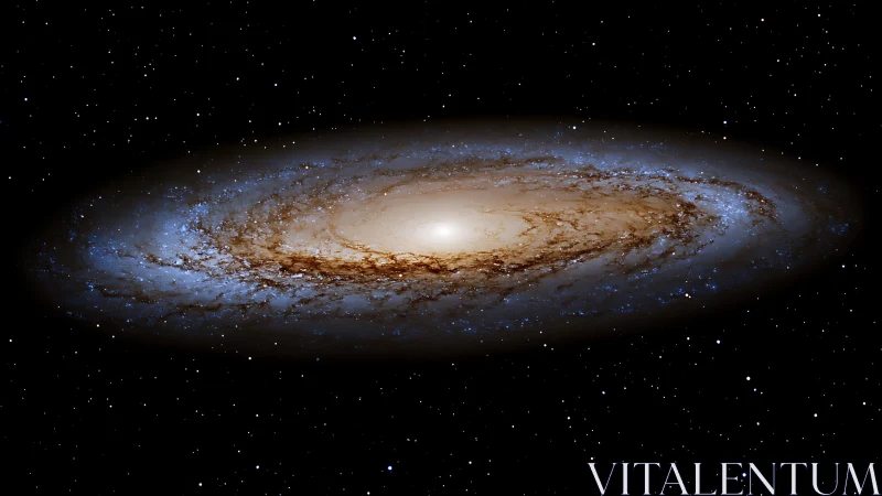 Edge-on spiral galaxy with dense dust lanes and bright stellar core