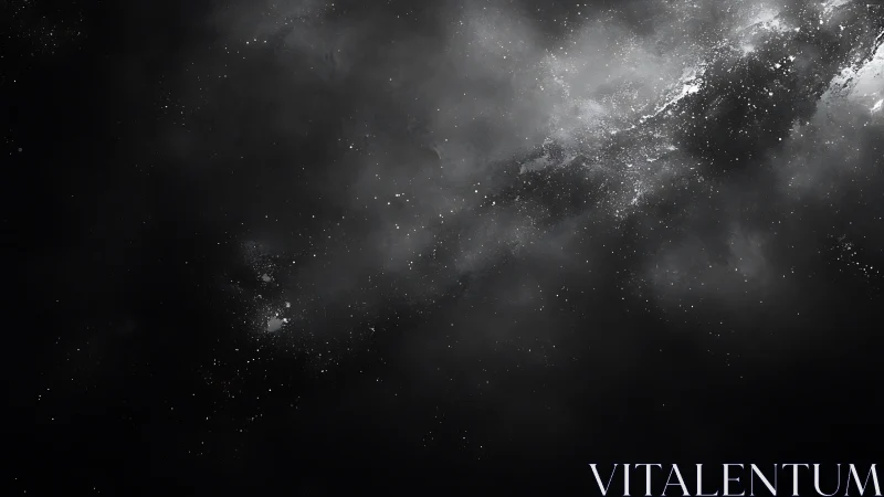 Starlit cosmic dust drifts across a dark, silent void.