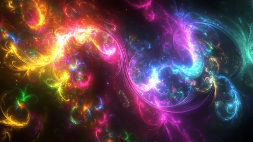 Multispectral fractal plumes in luminous turbulent flow field.