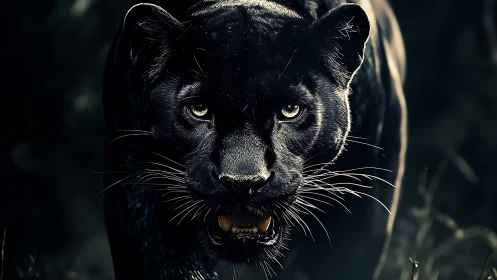Black Panther Portrait with Luminous Eyes.