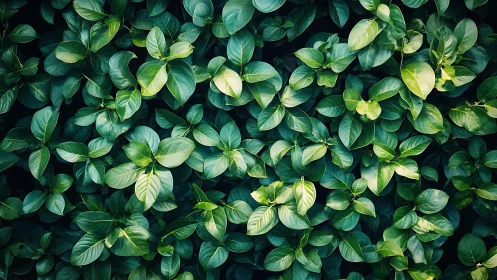Dense green foliage pattern with overlapping oval leaves.