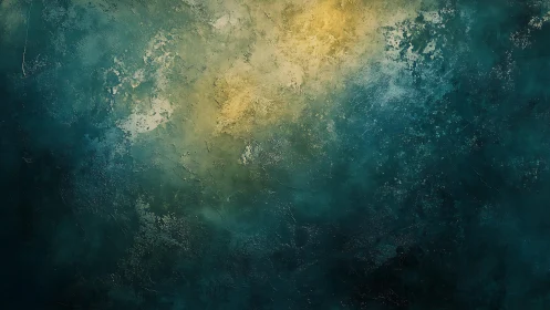 Abstract teal and yellow textured background in painterly style.
