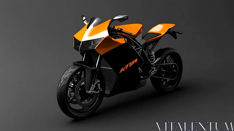 High-detail KTM orange sport motorcycle on neutral studio backdrop