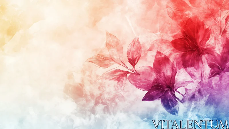 Watercolor Floral Garden Gradient with Translucent Blooms.
