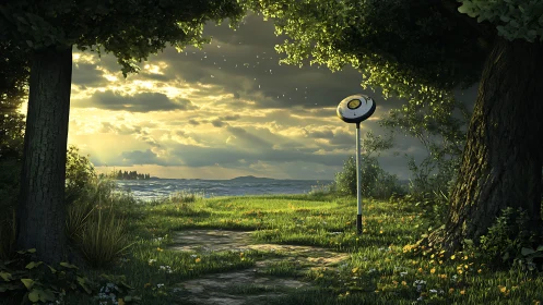 Sunlit forest path welcomes a quiet seaside portal moment