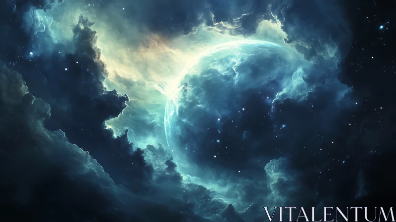 Cosmic stormclouds cradle a luminous newborn planet