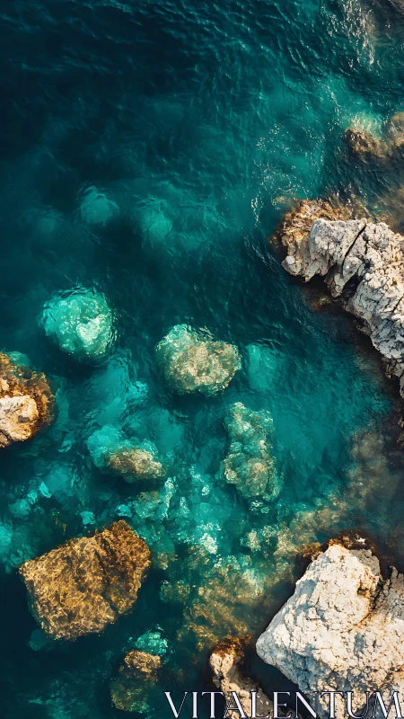 Turquoise swells whisper secrets to sunlit coastal stone