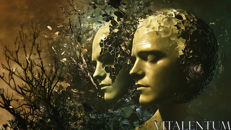 Twin minds drift apart as cracked thoughts bloom between