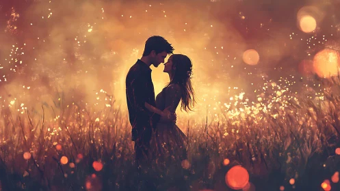 Two Hearts Glowing in a Field of Golden Light.