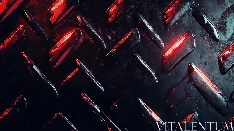 Riveted metal plate glows with intense red highlights.