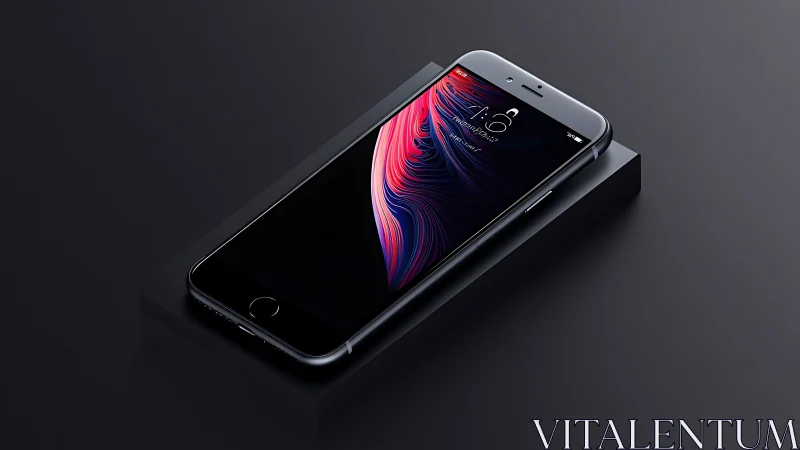 Smartphone with Vibrant Digital Display on Dark Surface