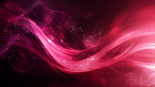 Luminous pink energy waves flow through a shimmering cosmic void