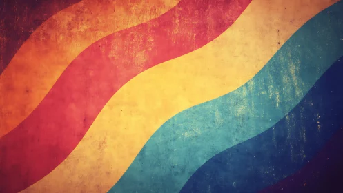 Retro waves glide across a weathered cosmic color field