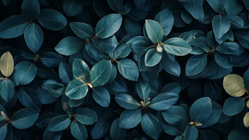 Moody teal foliage pattern under soft directional light.