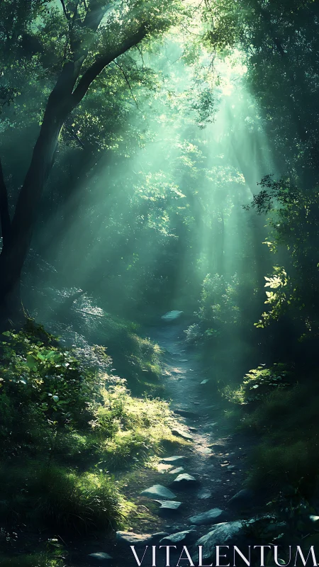 Luminous Cathedral Where Creek Whispers Through Green.