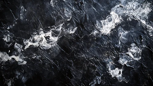 Abstract black textured background with white brush strokes, modern art.