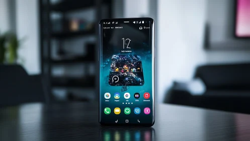 Samsung Galaxy Flagship on Minimalist Desk Setup.