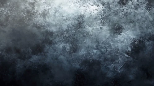 Moody storm-textured background evokes abstract cloudy mist.