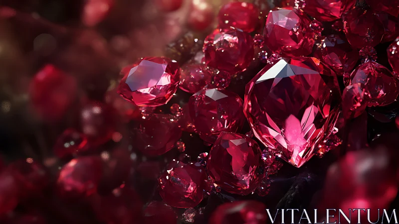 Gleaming scarlet gemstones arranged in dramatic macro cluster.