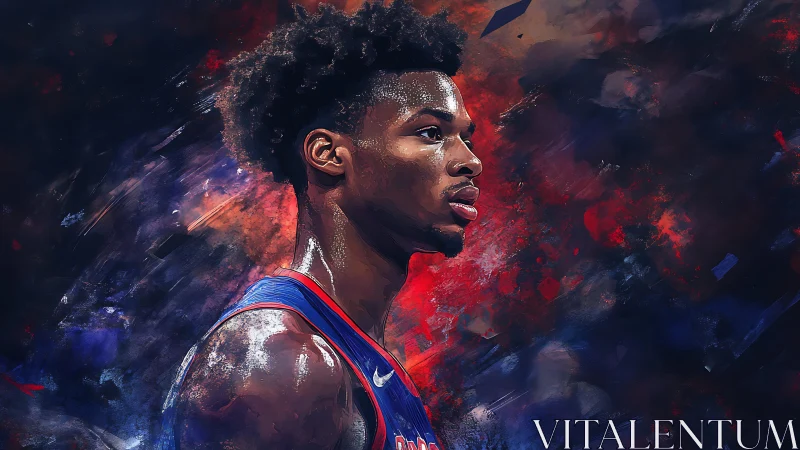 Basketball player profile rendered in dynamic digital paint
