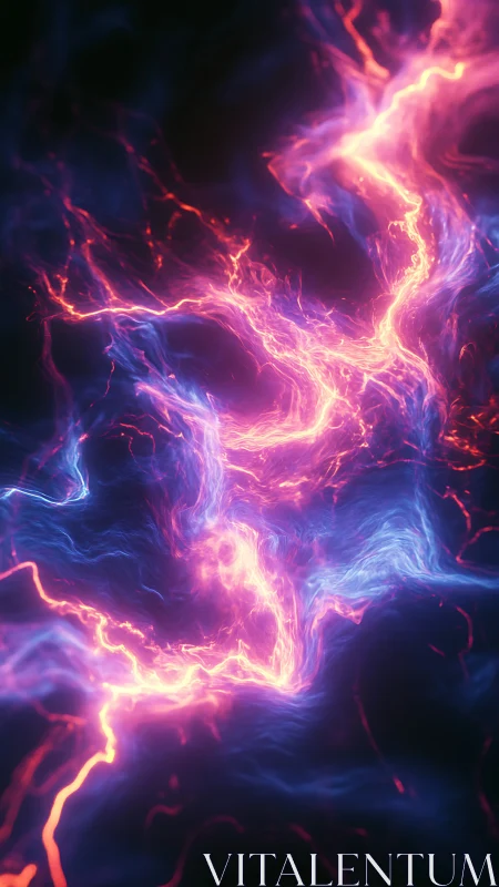 Neon plasma filaments in abstract energy field visualization.