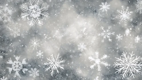 Frosted snowflake lattice over misty winter haze backdrop.