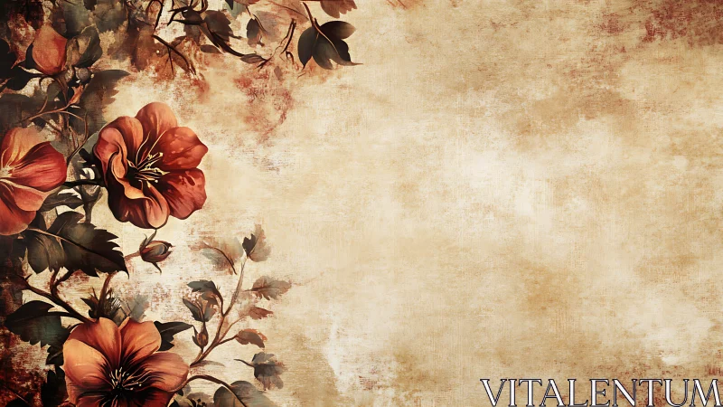 Vintage floral border frames textured beige background