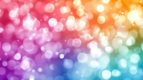 Bokeh bubbles drift across a rainbow mist of glowing color
