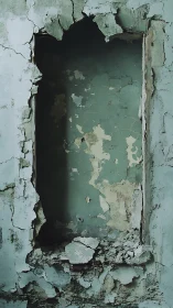 Weathered wall niche quietly reveals layers of faded time