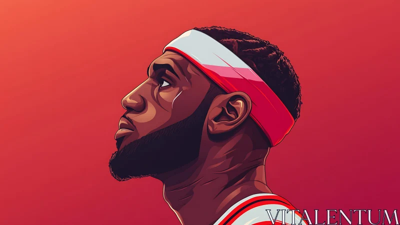 Profile vector portrait of basketball player in warm gradient field.