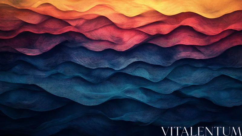 Layered abstract waves in warm to cool gradient colors.