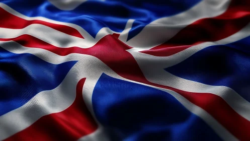 Shimmering Icelandic flag rendered in realistic folds.