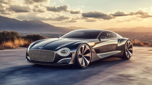 Sunset drive with a futuristic luxury concept coupe.