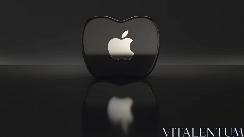 Sleek black apple-shaped object with metallic Apple logo, modern style.
