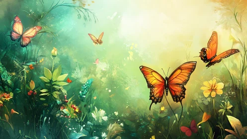 Sunlit butterflies trade stories above a dream-bright meadow