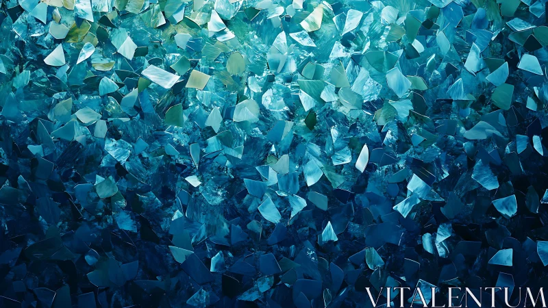 Abstract sea glass shards in cool blue and green hues, digital art.