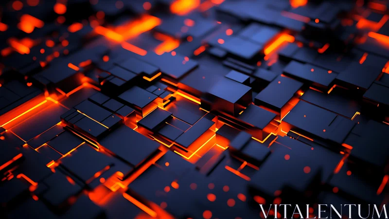 Luminous circuit blocks glowing with molten digital energy.